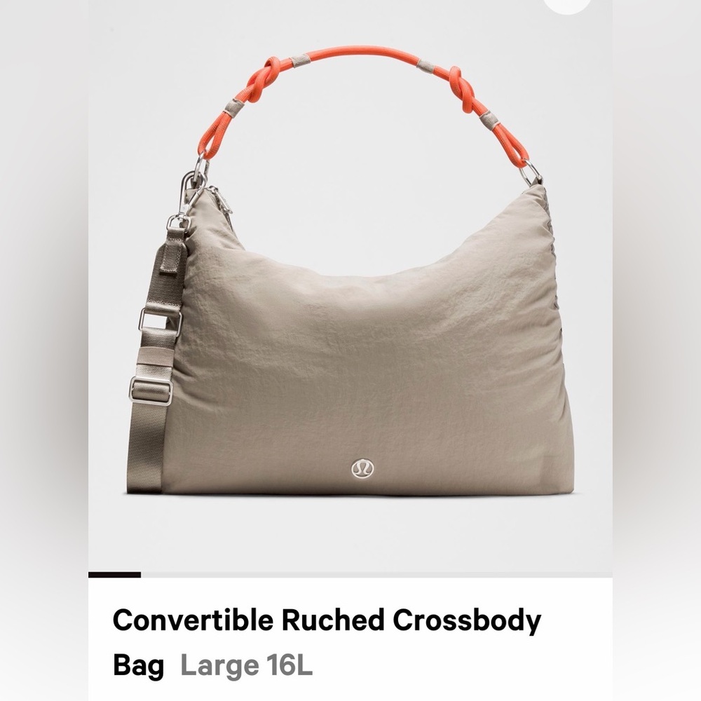 lululemon athletica Beige Shoulder Bag with Orange Accent Handle